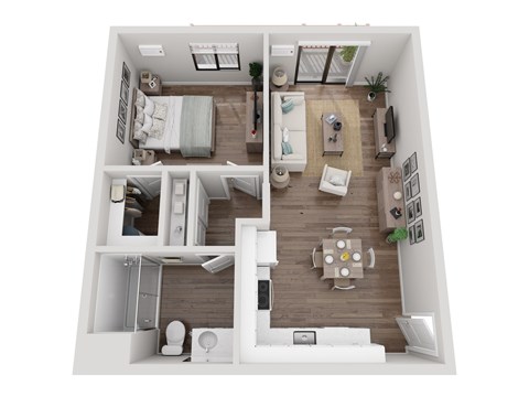 Floor plan for 1 bed, 1 bath, 575 sqft